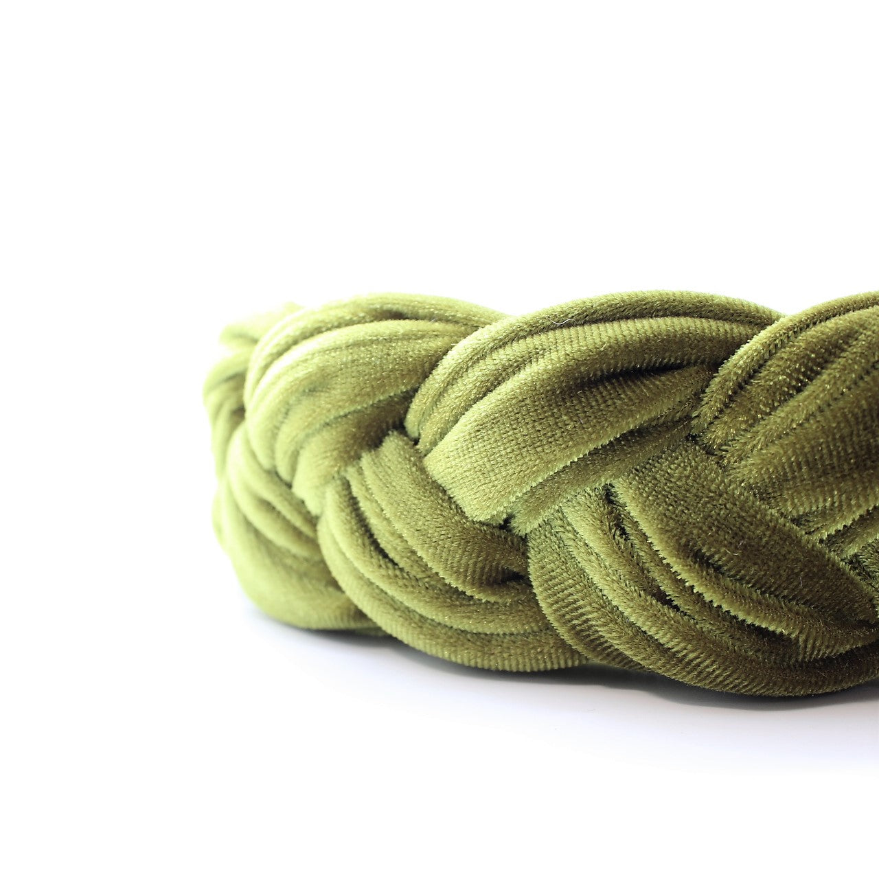 Olive Green Velvet Braided Headband