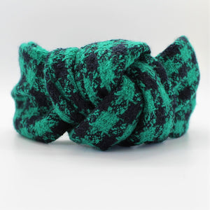 Green Checkered Knotted Headband