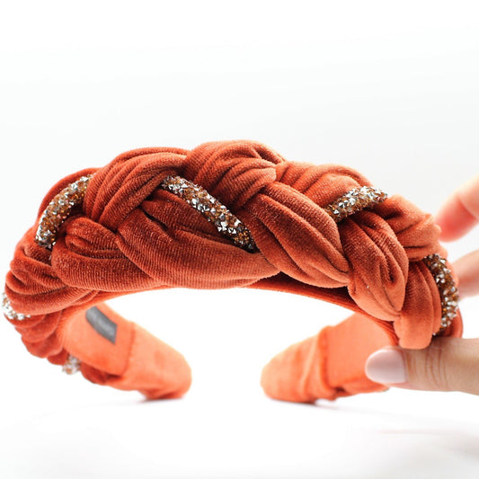 Fire Velvet & Rhinestone Headband