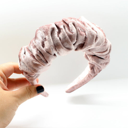 Pink Velvet Ruffle Headband