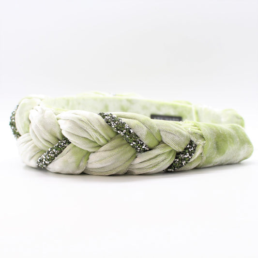 Pistachio Velvet and Rhinestones Headband