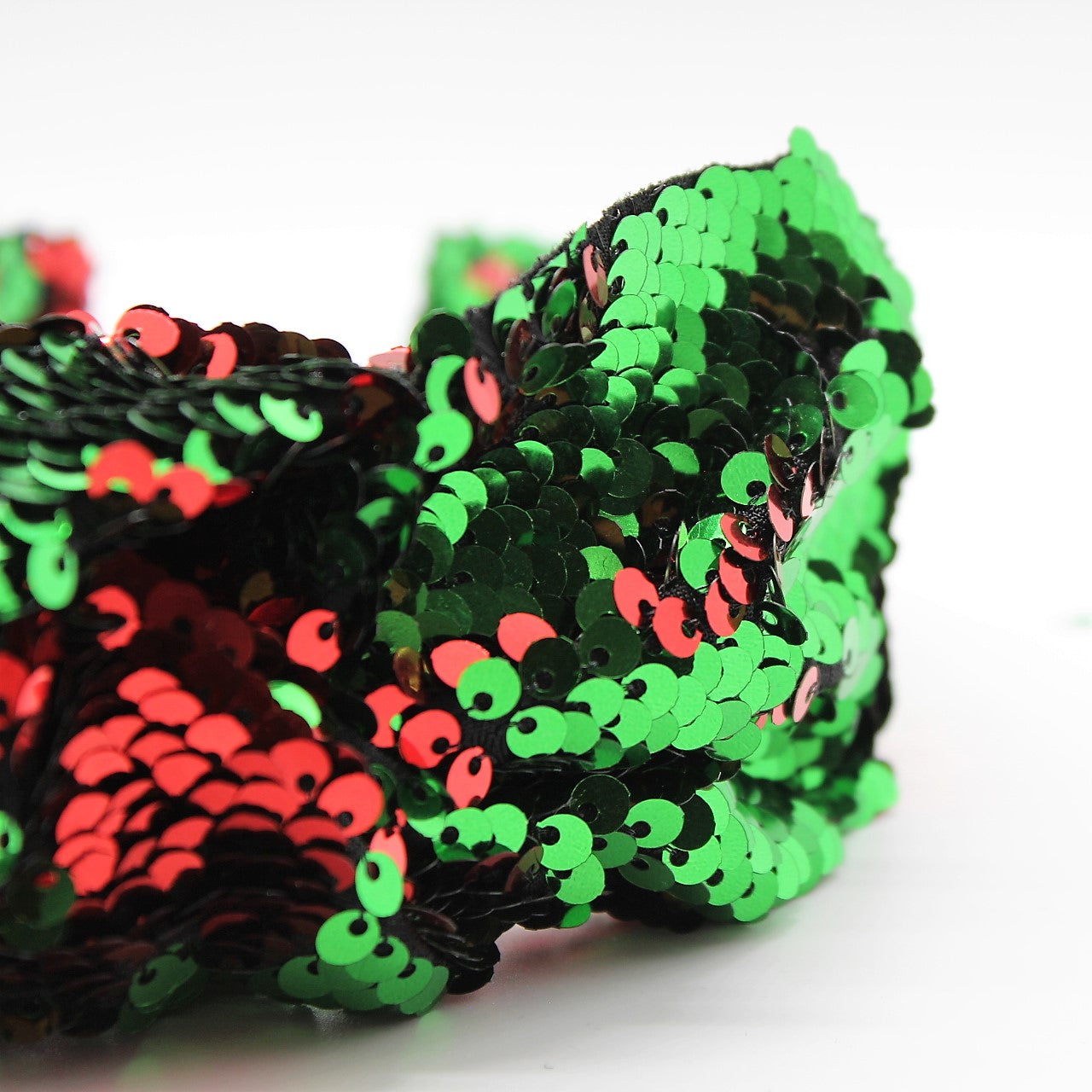 Sequin Mermaid Flip Up Green and Red knotted headband