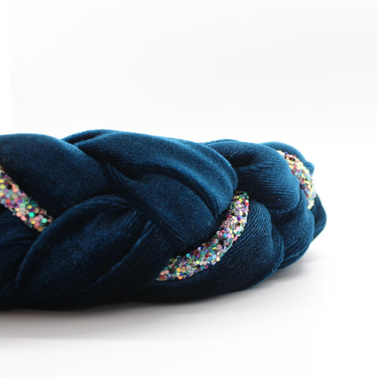 Teal Velvet and Rhinestones Headband