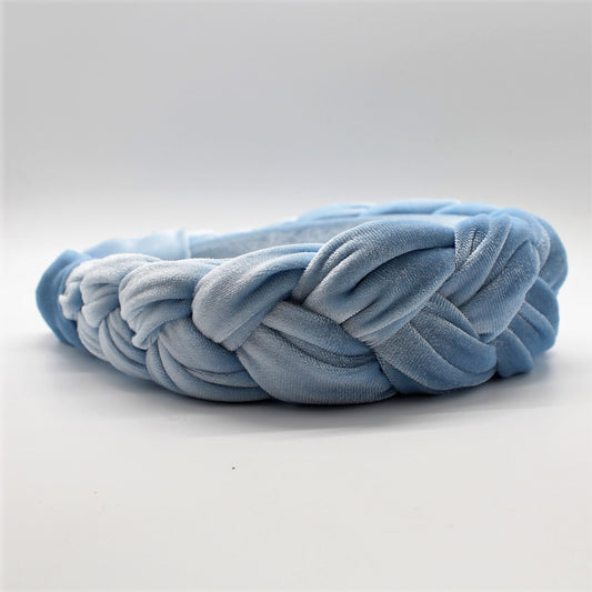 Baby Blue Velvet Braided Headband