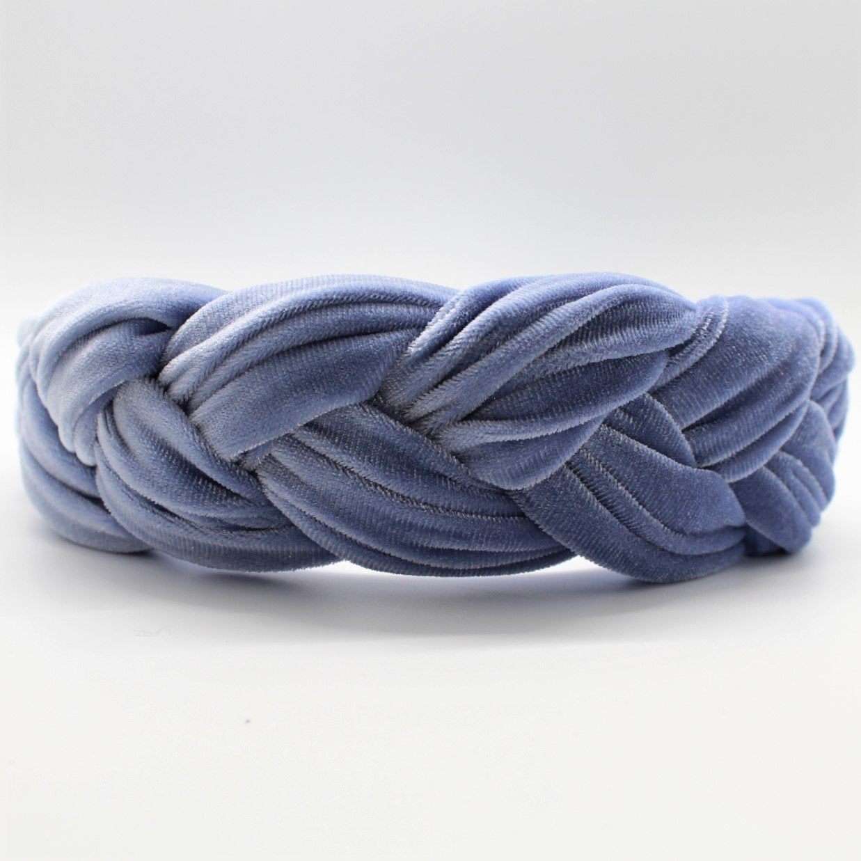 Baby Blue Velvet Braided Headband