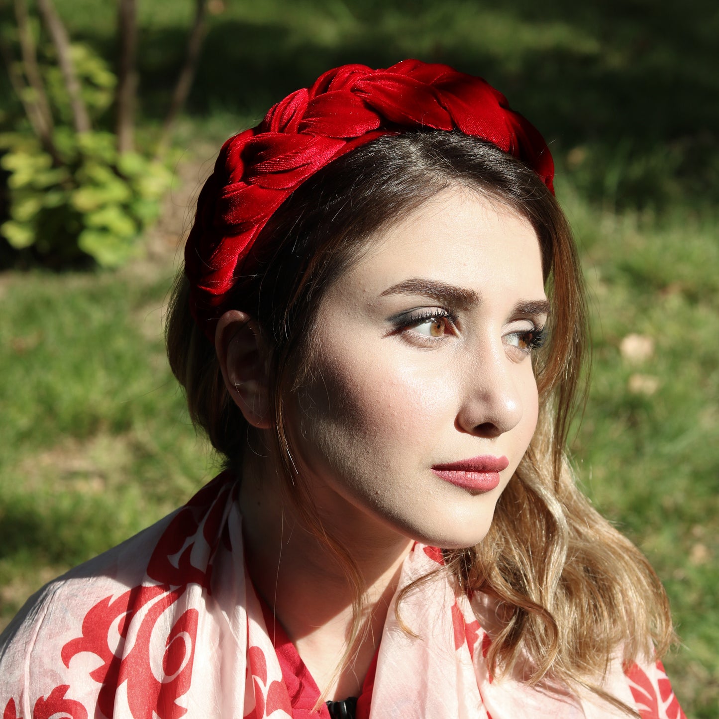 Red Velvet Braided Headband