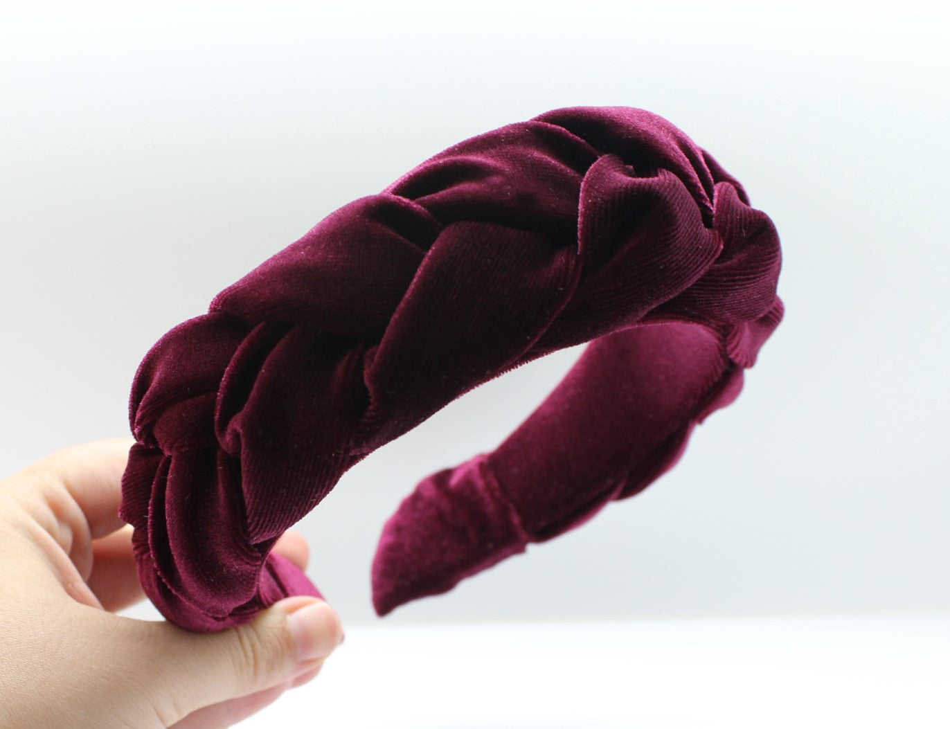 Burgundy Velvet Braided Headband