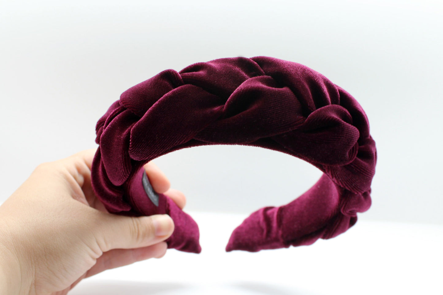 Burgundy Velvet Braided Headband