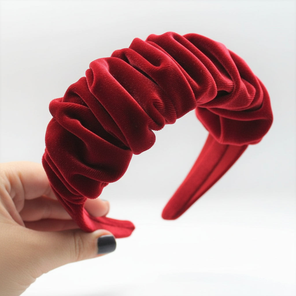 Red Velvet Ruffle Headband