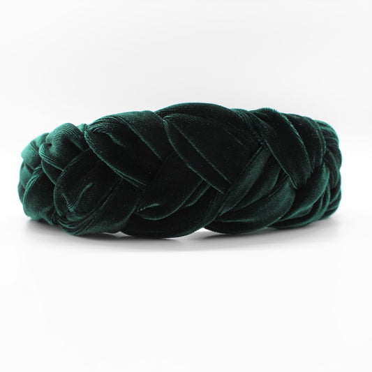 Scarlet Green Velvet Braided Headband