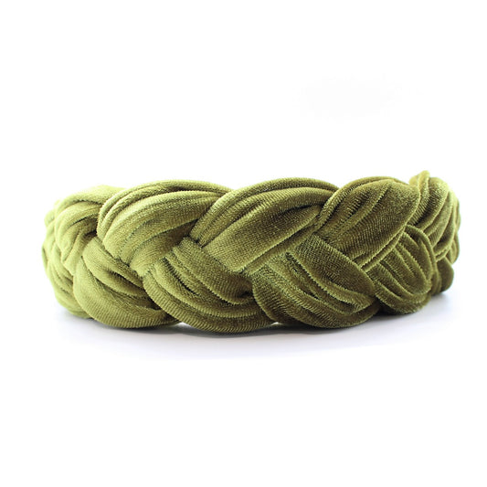 Olive Green Velvet Braided Headband