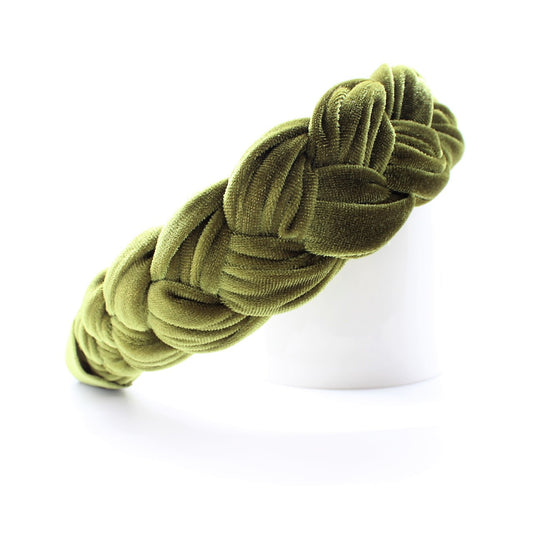 Olive Green Velvet Braided Headband