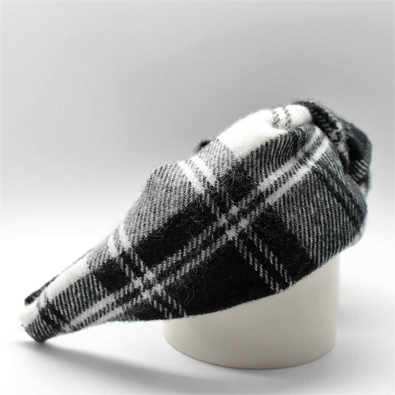 Black & White Tartan Plaid Knotted Headband