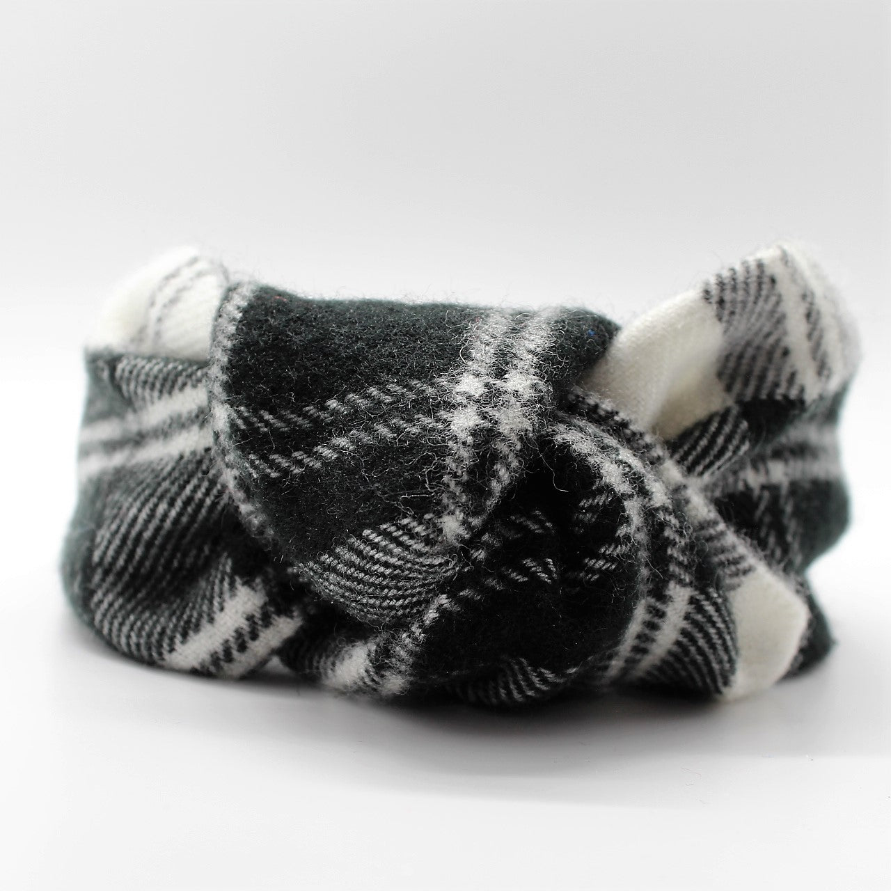 Black & White Tartan Plaid Knotted Headband
