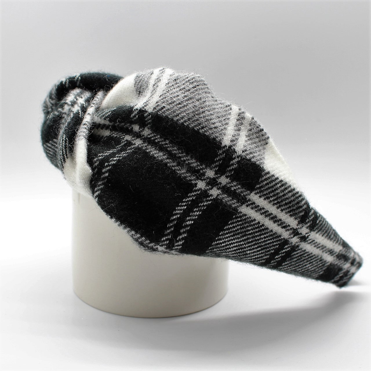 Black & White Tartan Plaid Knotted Headband