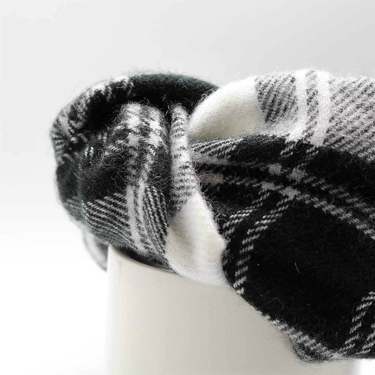 Black & White Tartan Plaid Knotted Headband