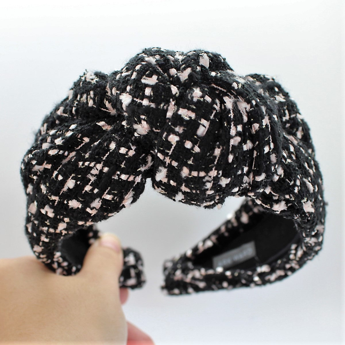 Black and white tweed Knotted Headband