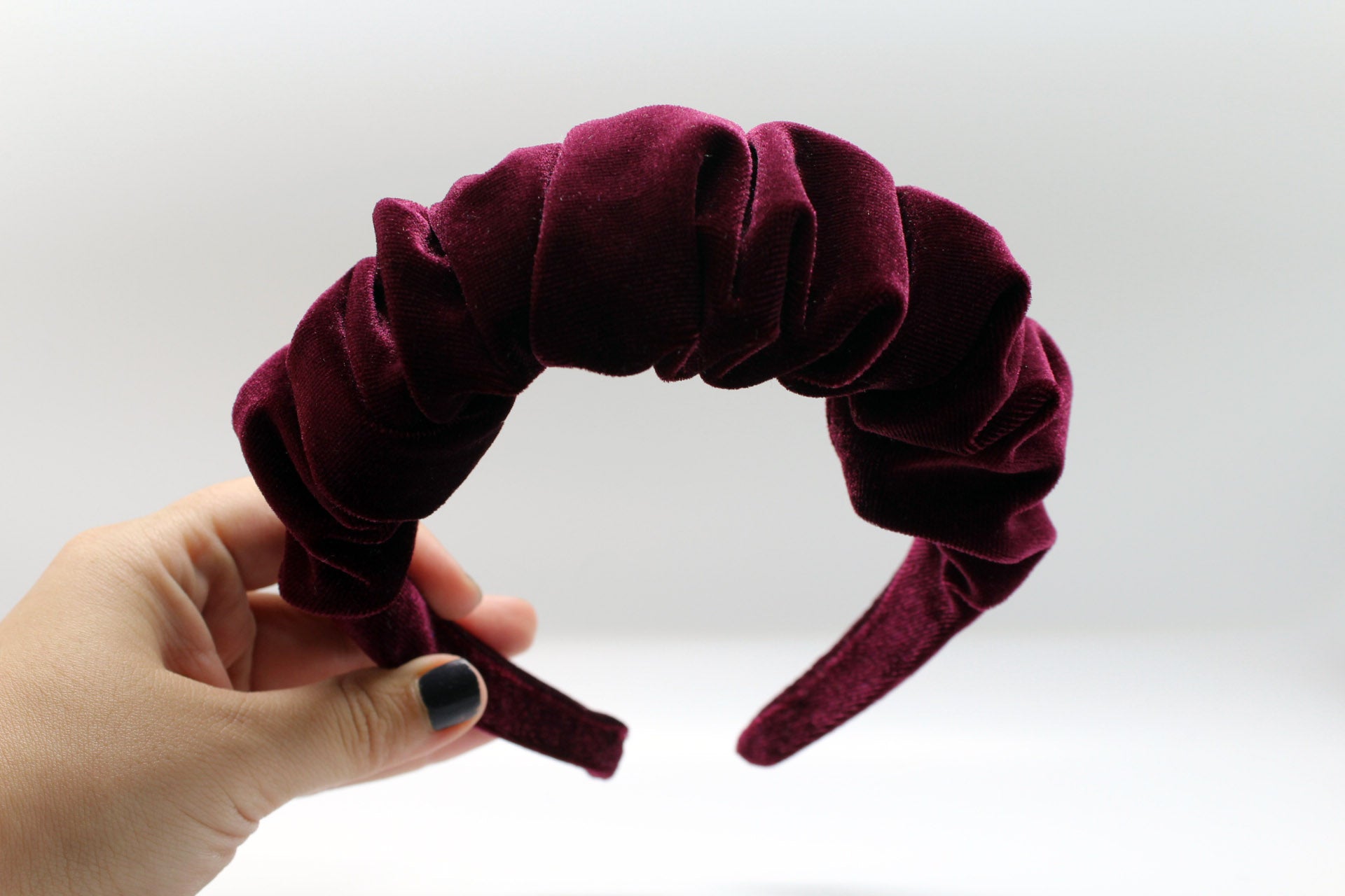 ARKWARD Burgundy Velvet Ruffle Headband