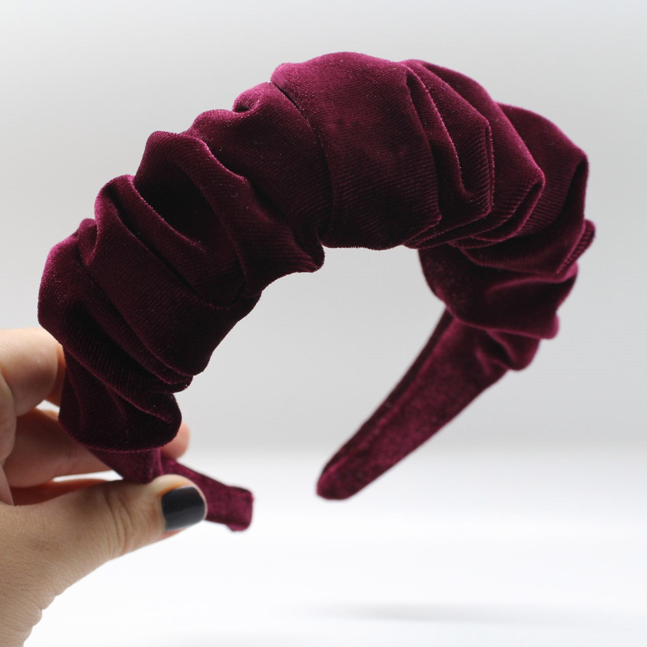 ARKWARD Burgundy Velvet Ruffle Headband