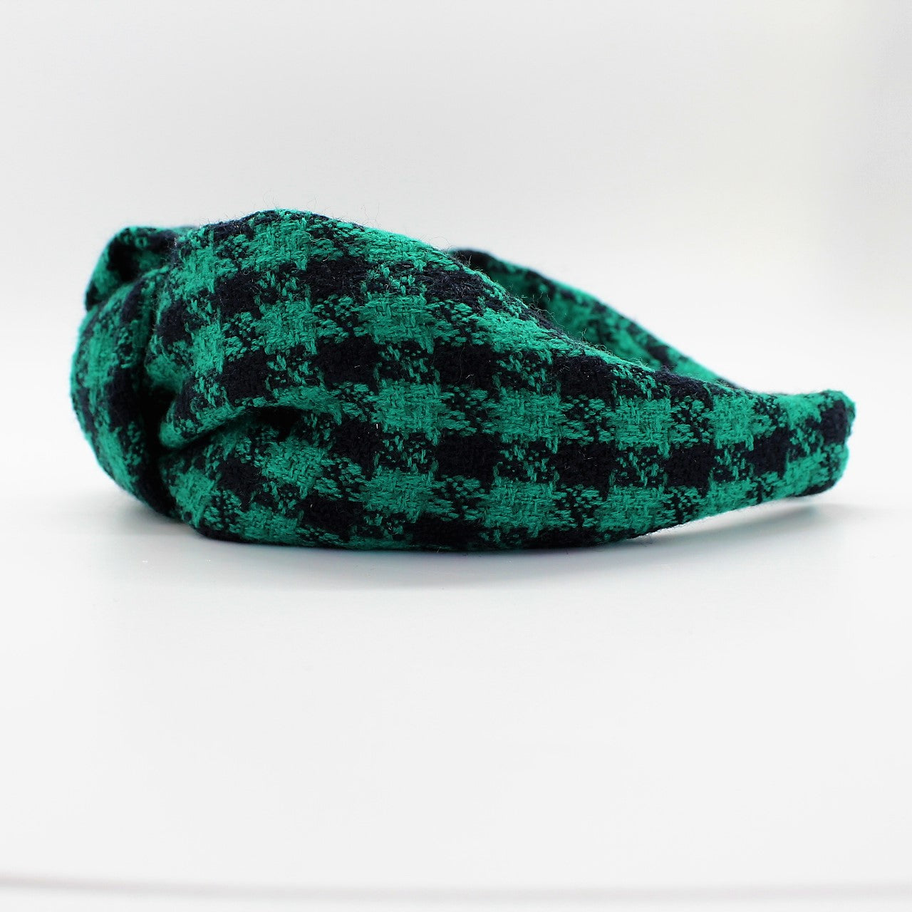 Green Checkered Knotted Headband