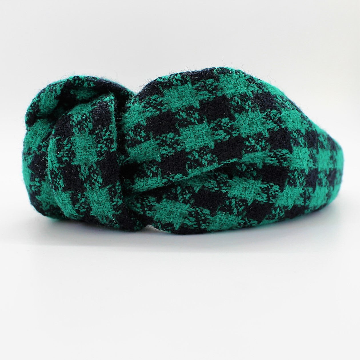 Green Checkered Knotted Headband