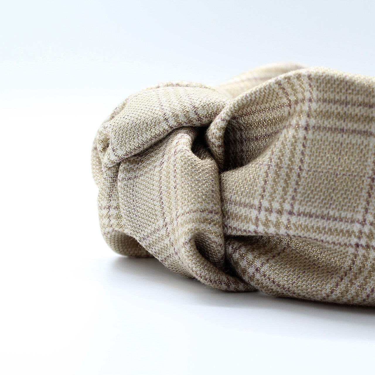 Cream Tartan Plaid Knotted Headband