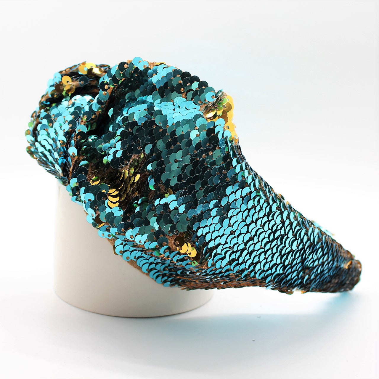 Sequin Mermaid Flip Up Gold and Cyan knotted headband