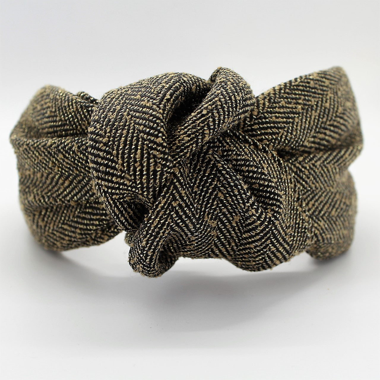 Herringbone Black and Gold Knotted Headband