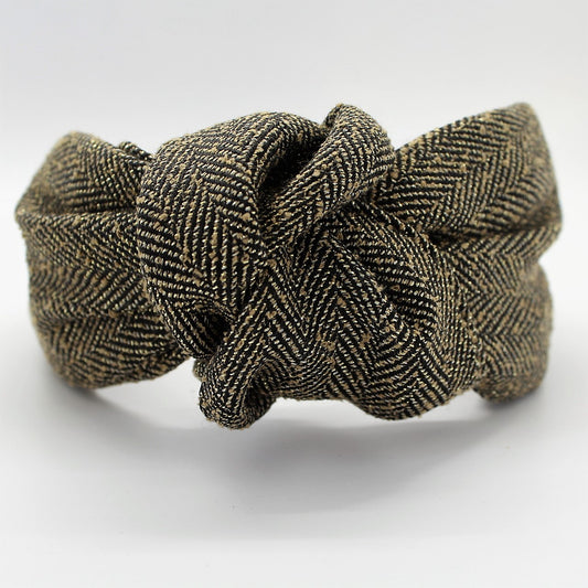 Herringbone Black and Gold Knotted Headband