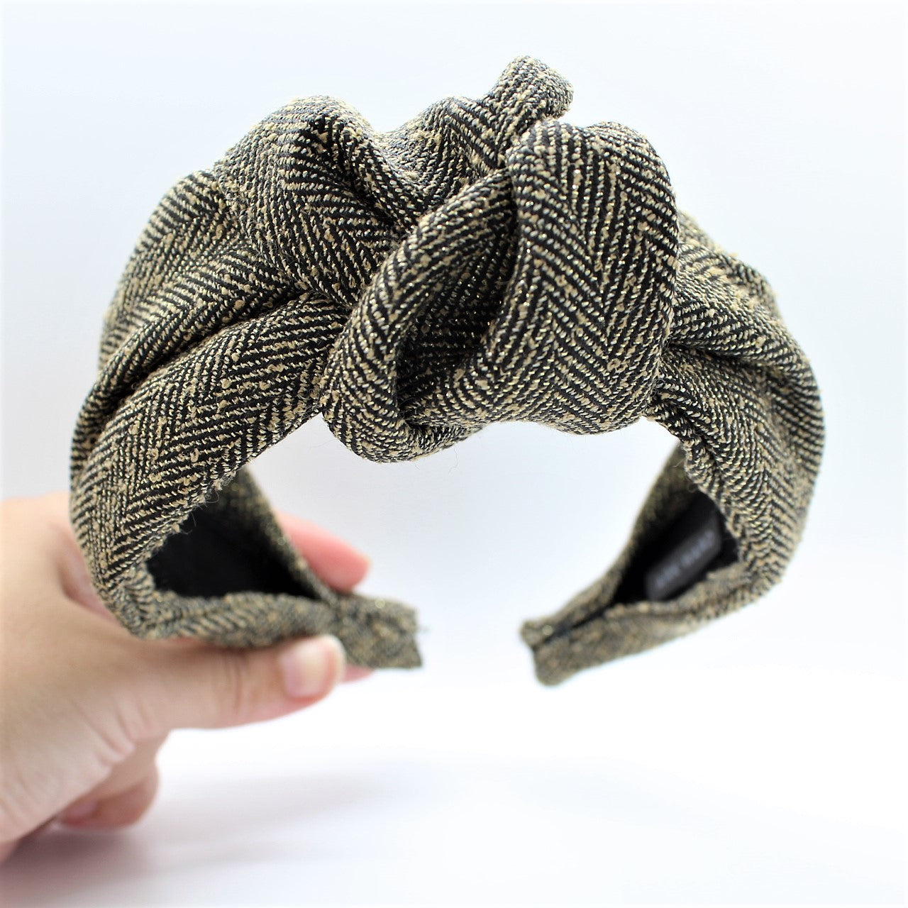 Herringbone Black and Gold Knotted Headband