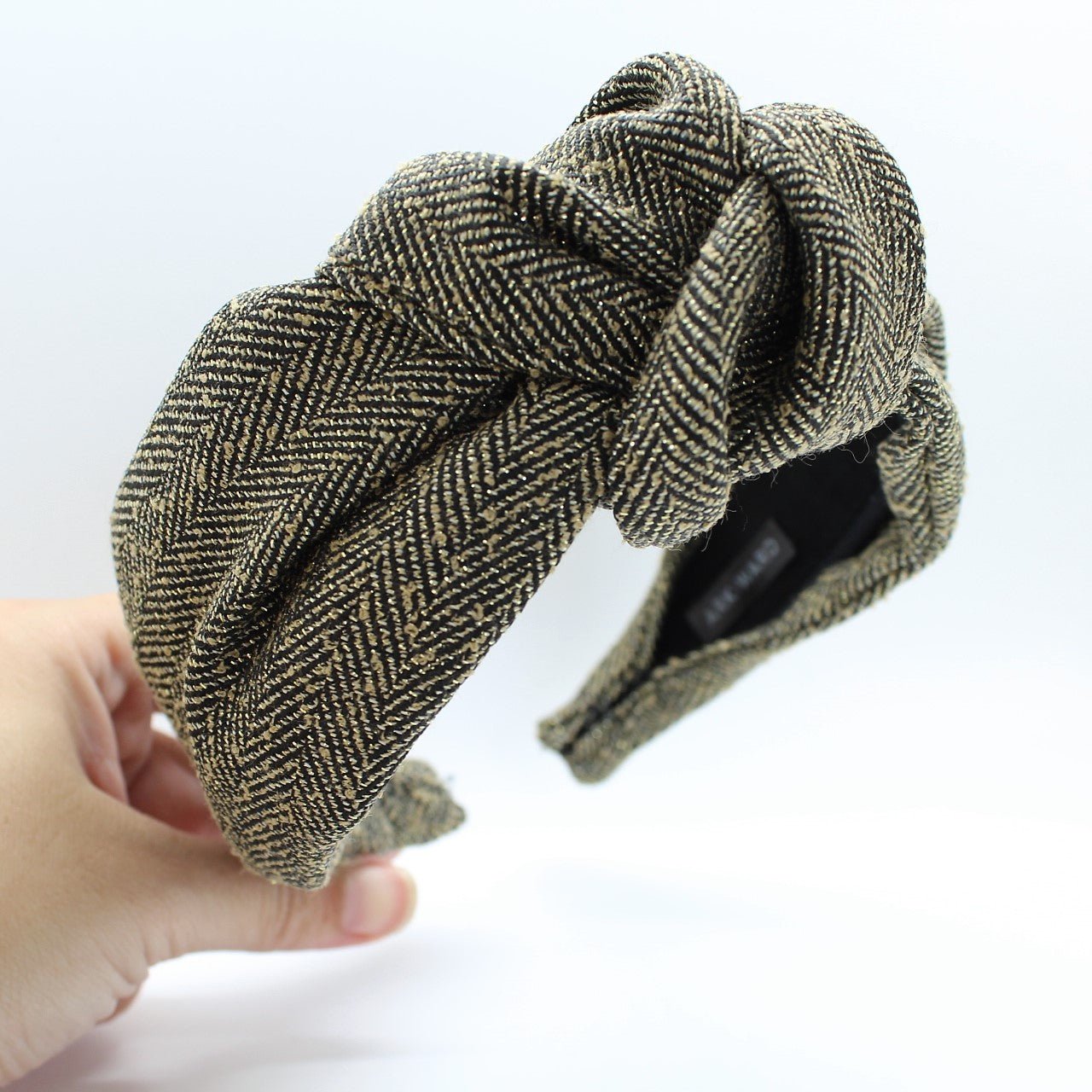 Herringbone Black and Gold Knotted Headband