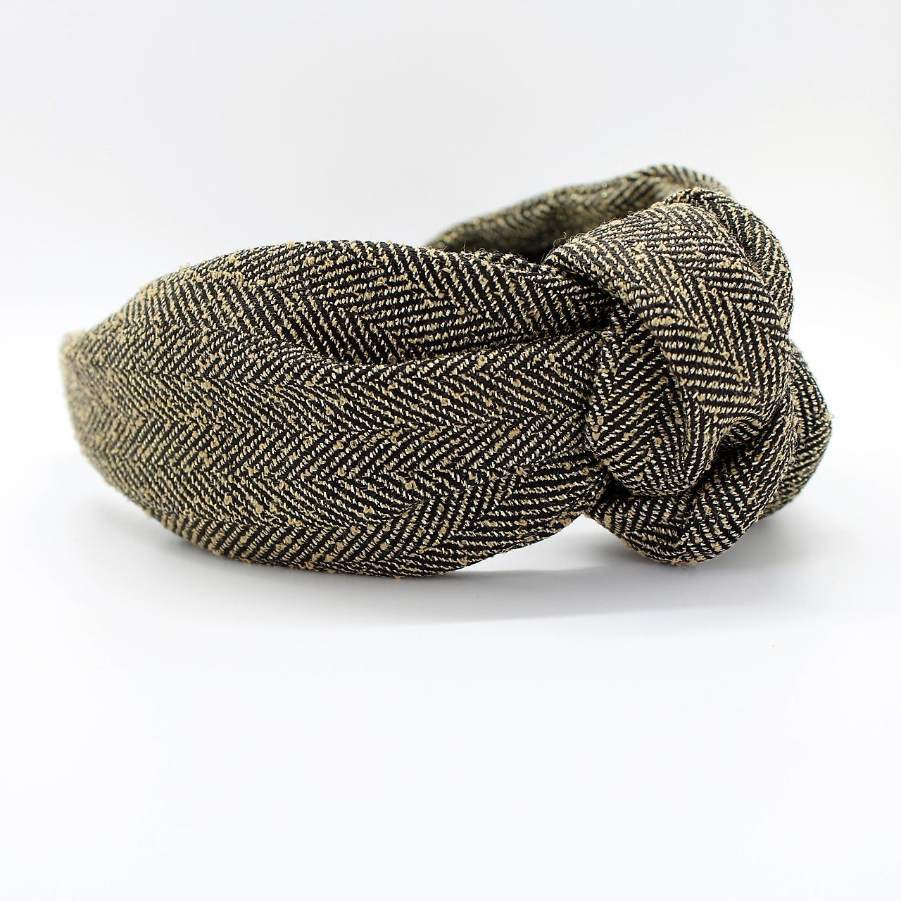 Herringbone Black and Gold Knotted Headband