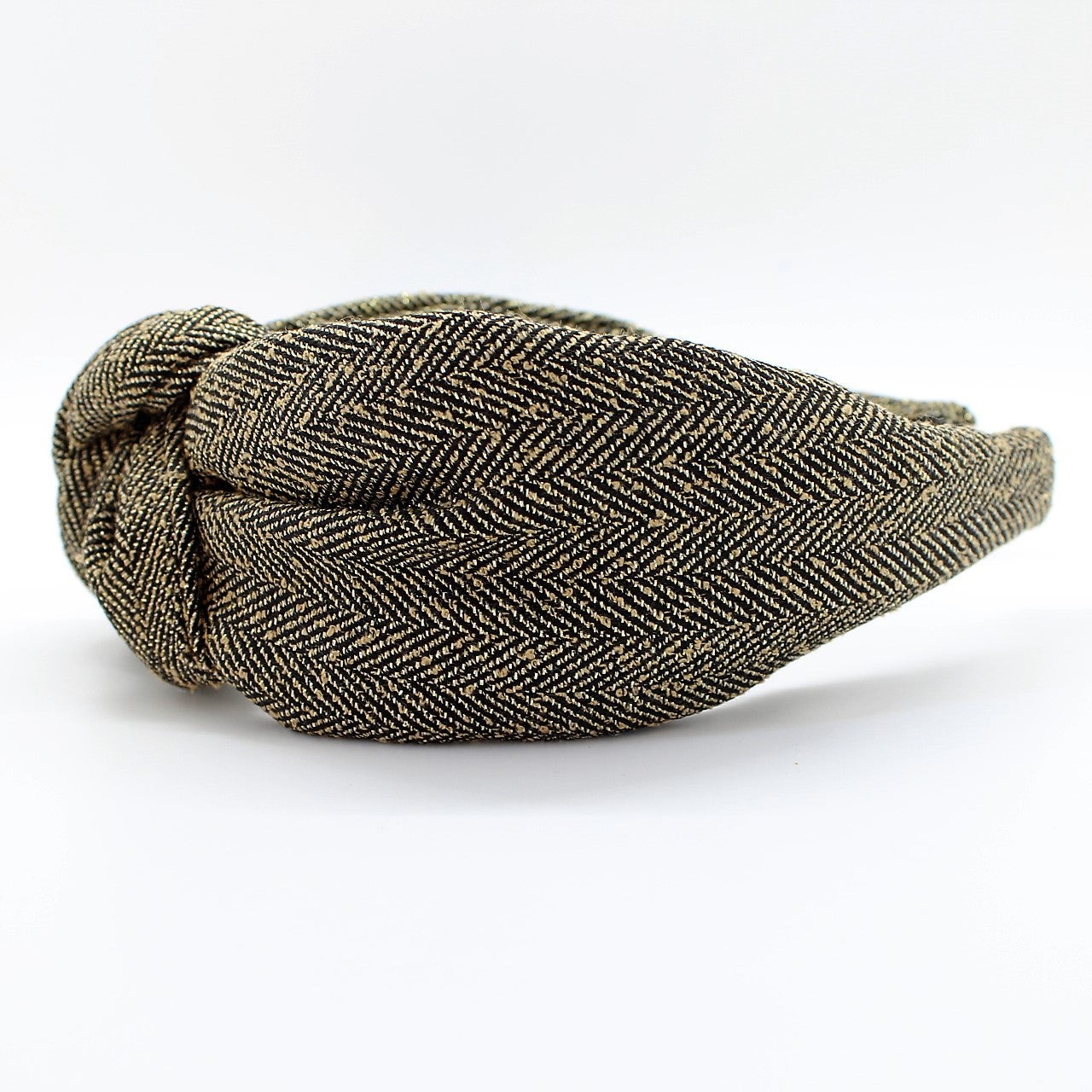 Herringbone Black and Gold Knotted Headband