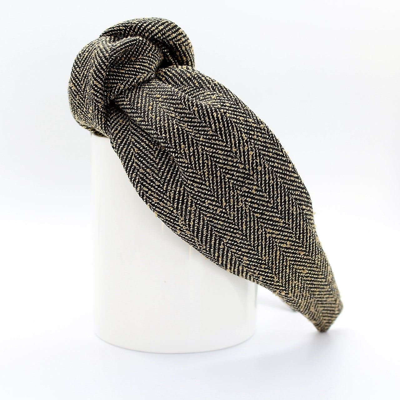 Herringbone Black and Gold Knotted Headband