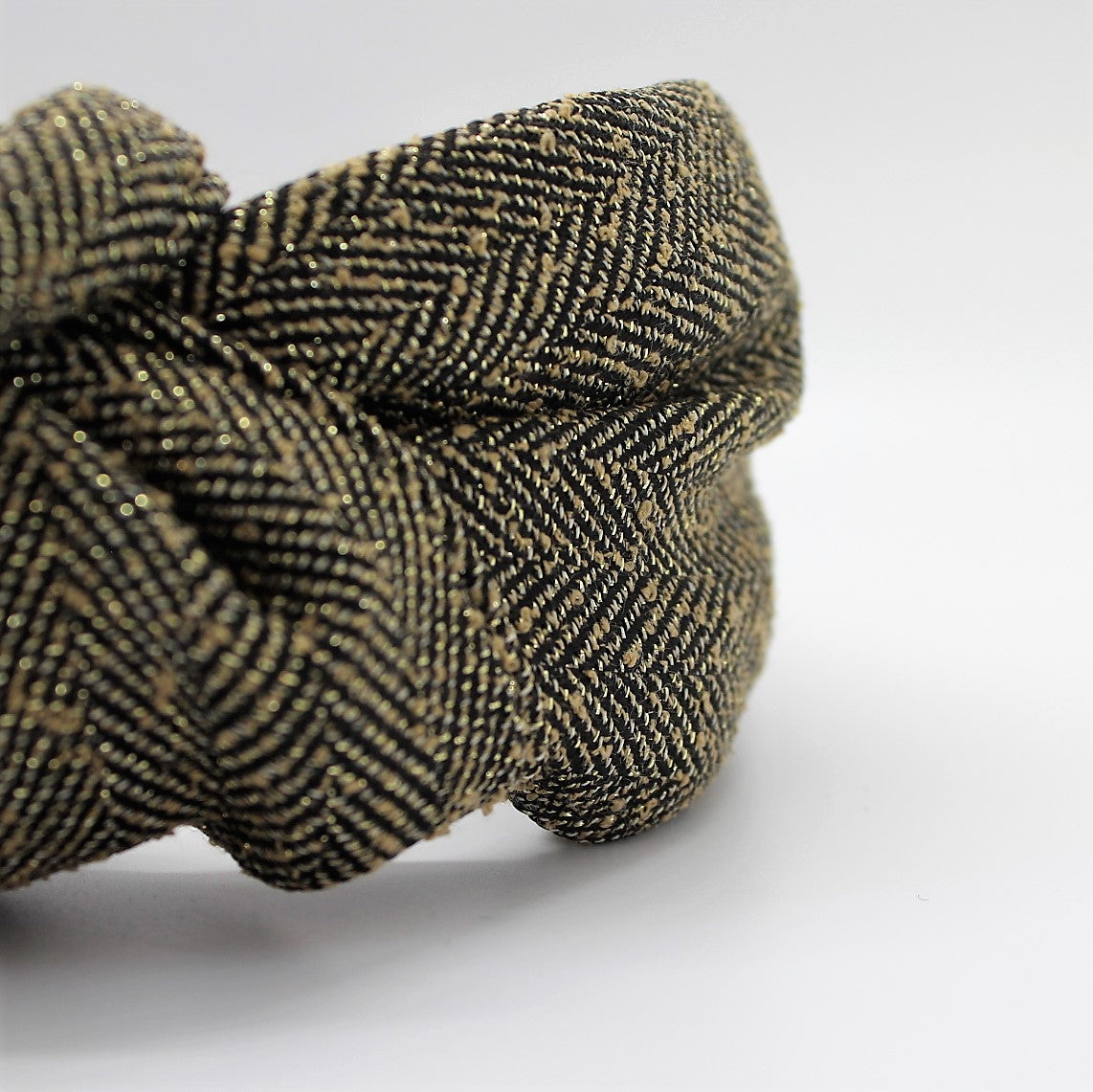 Herringbone Black and Gold Knotted Headband