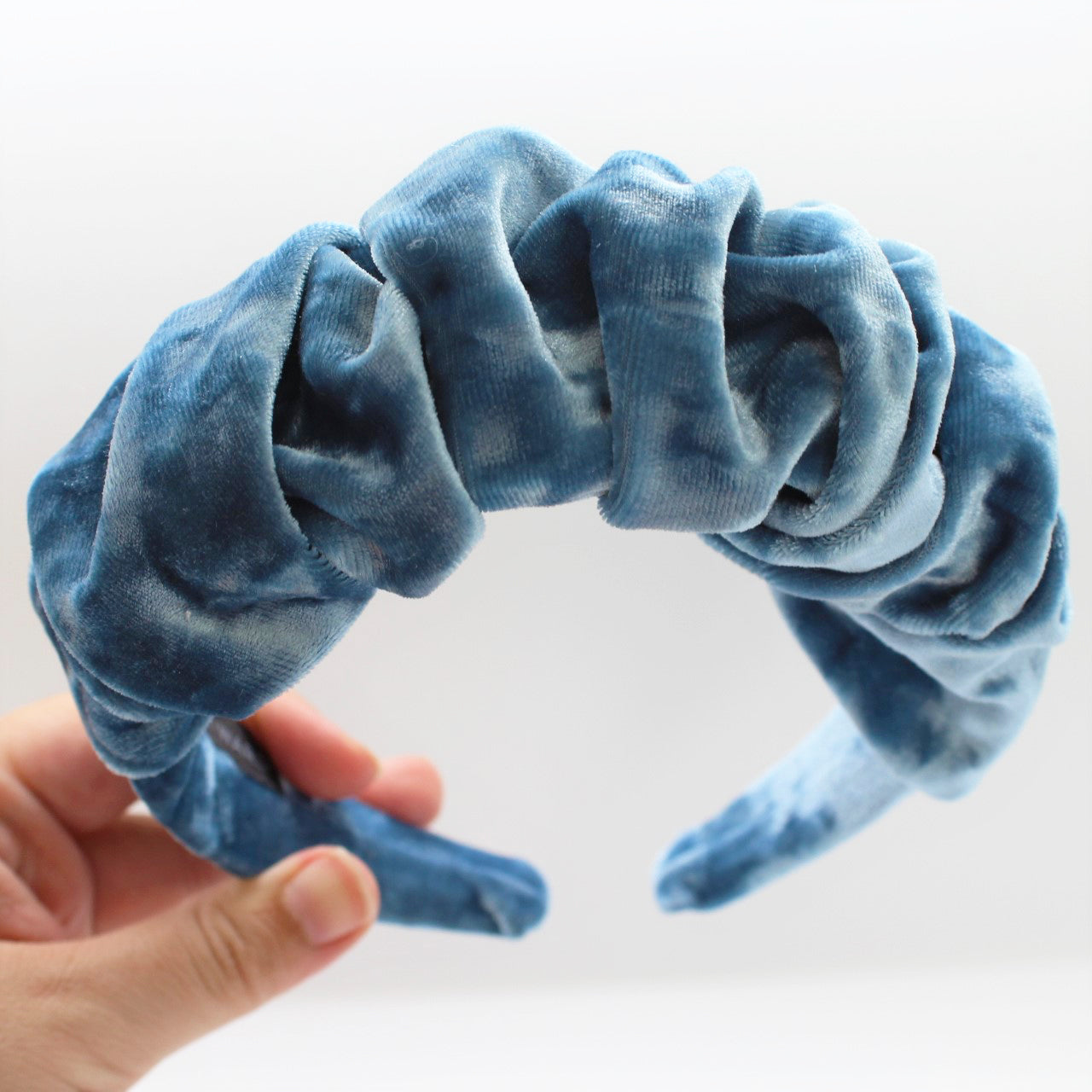 ARKWARD Sky Blue Velvet Ruffle Headband