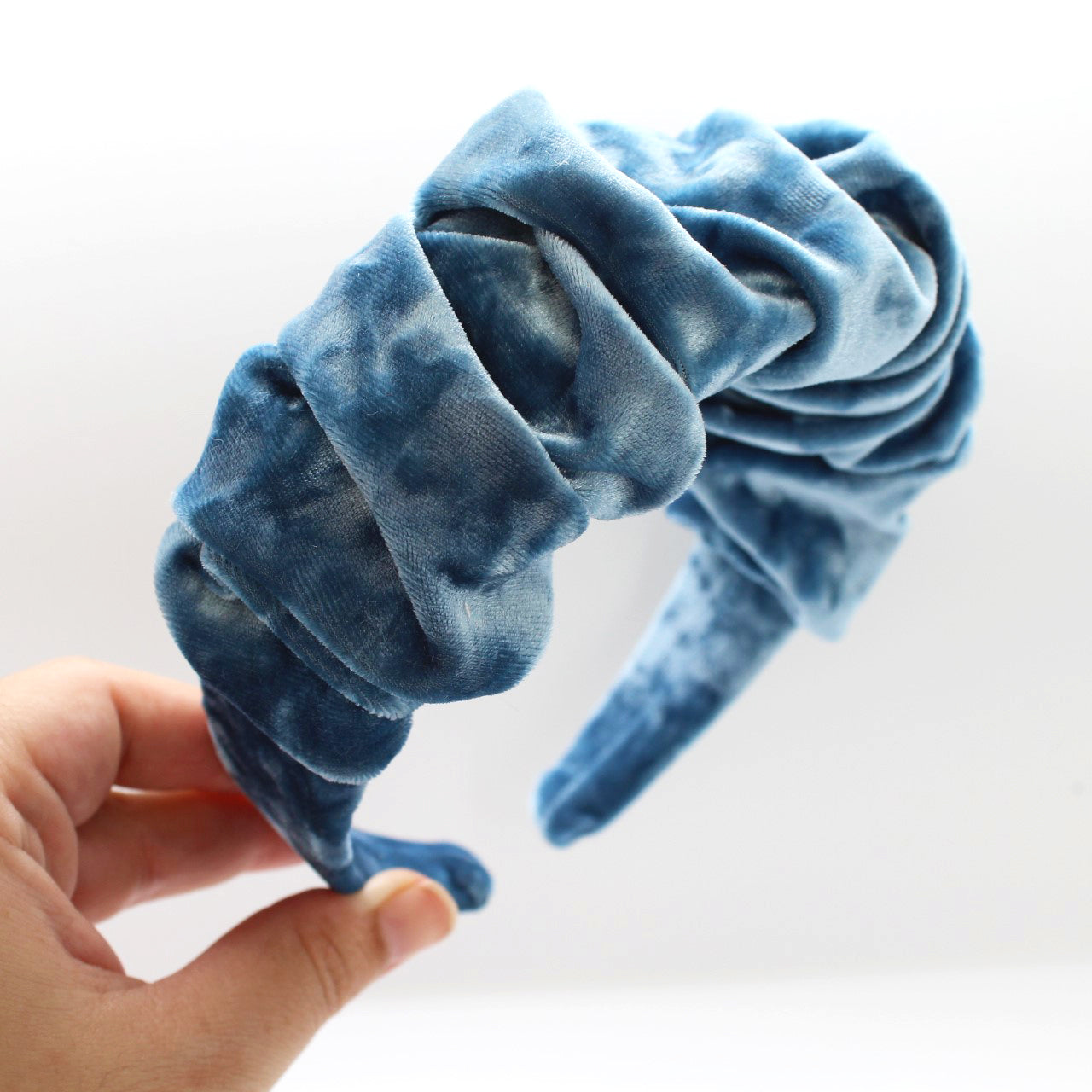 ARKWARD Sky Blue Velvet Ruffle Headband