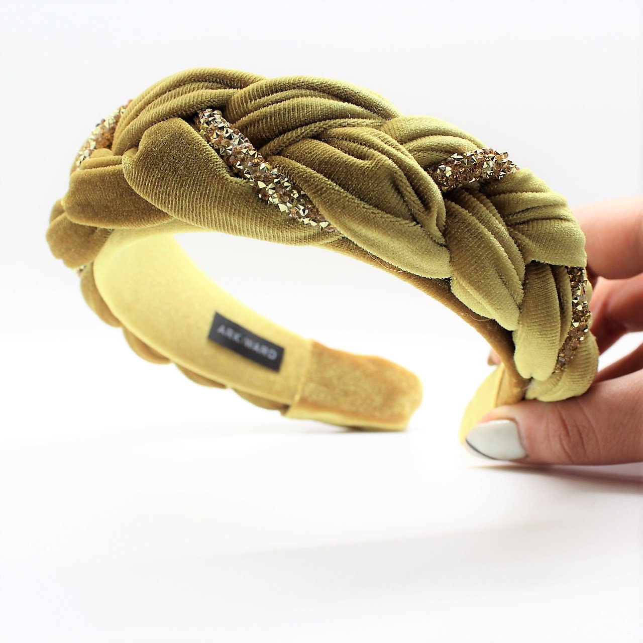 Pineapple yellow Velvet and Rhinestones Headband