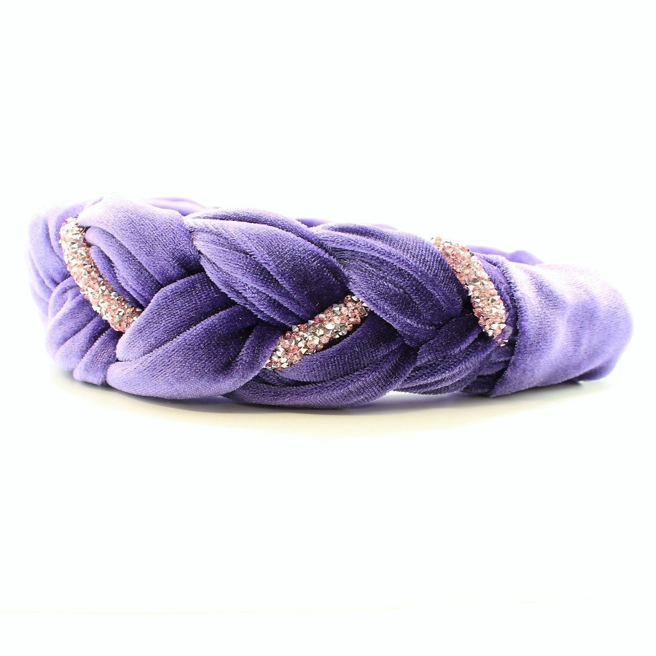 Pink Velvet and Rhinestones Headband