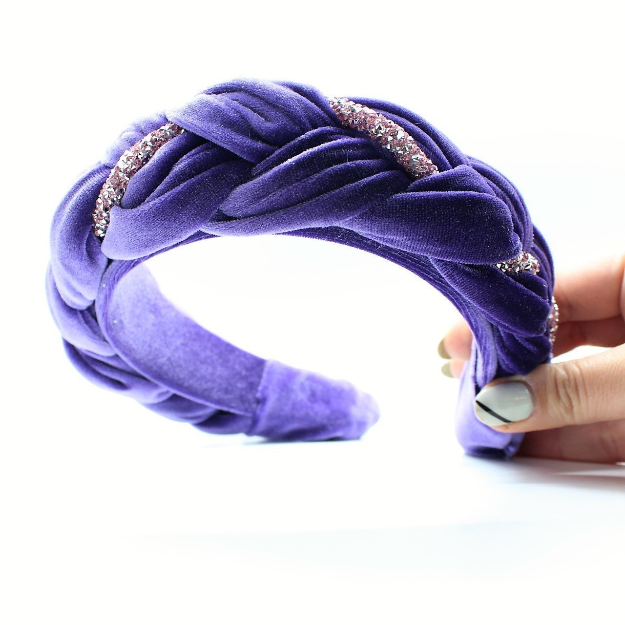 Silver Velvet and Rhinestones Headband