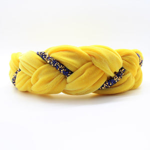 Pineapple yellow Velvet and Rhinestones Headband