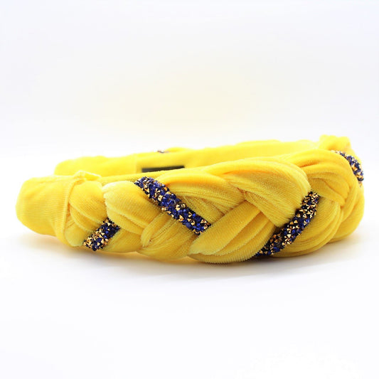 Pineapple yellow Velvet and Rhinestones Headband