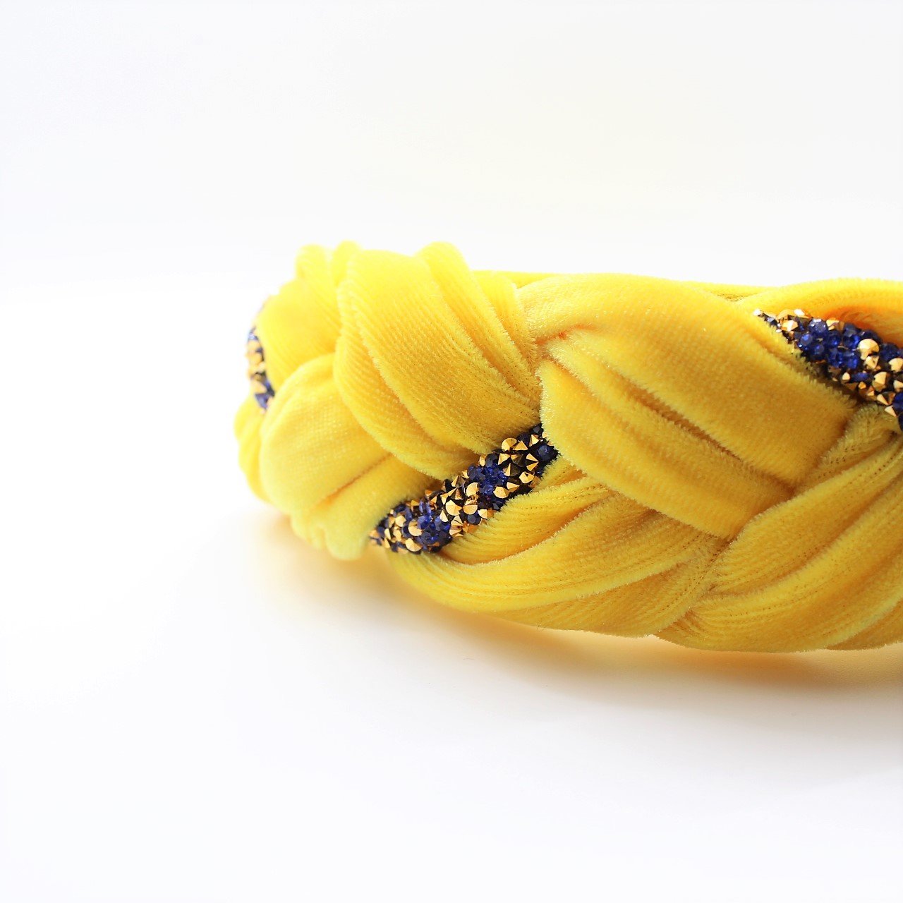 Pineapple yellow Velvet and Rhinestones Headband