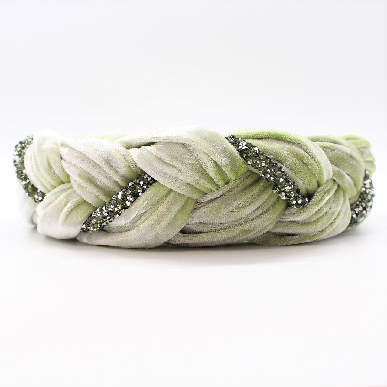 Pistachio Velvet and Rhinestones Headband