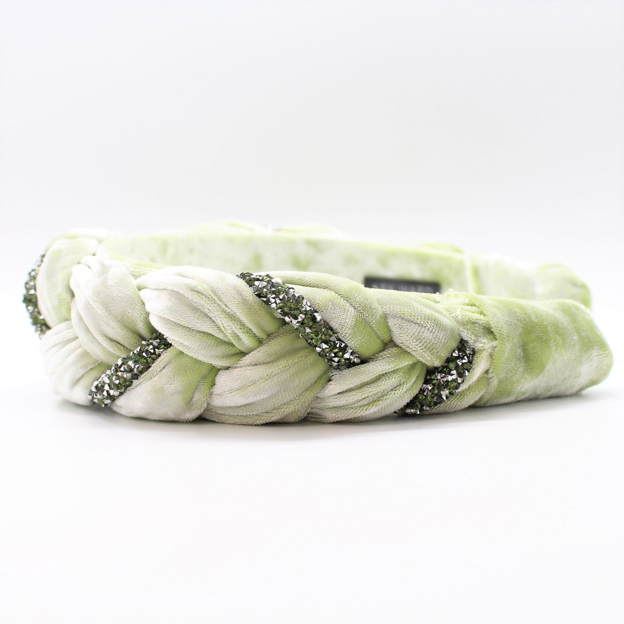 Pistachio Velvet and Rhinestones Headband
