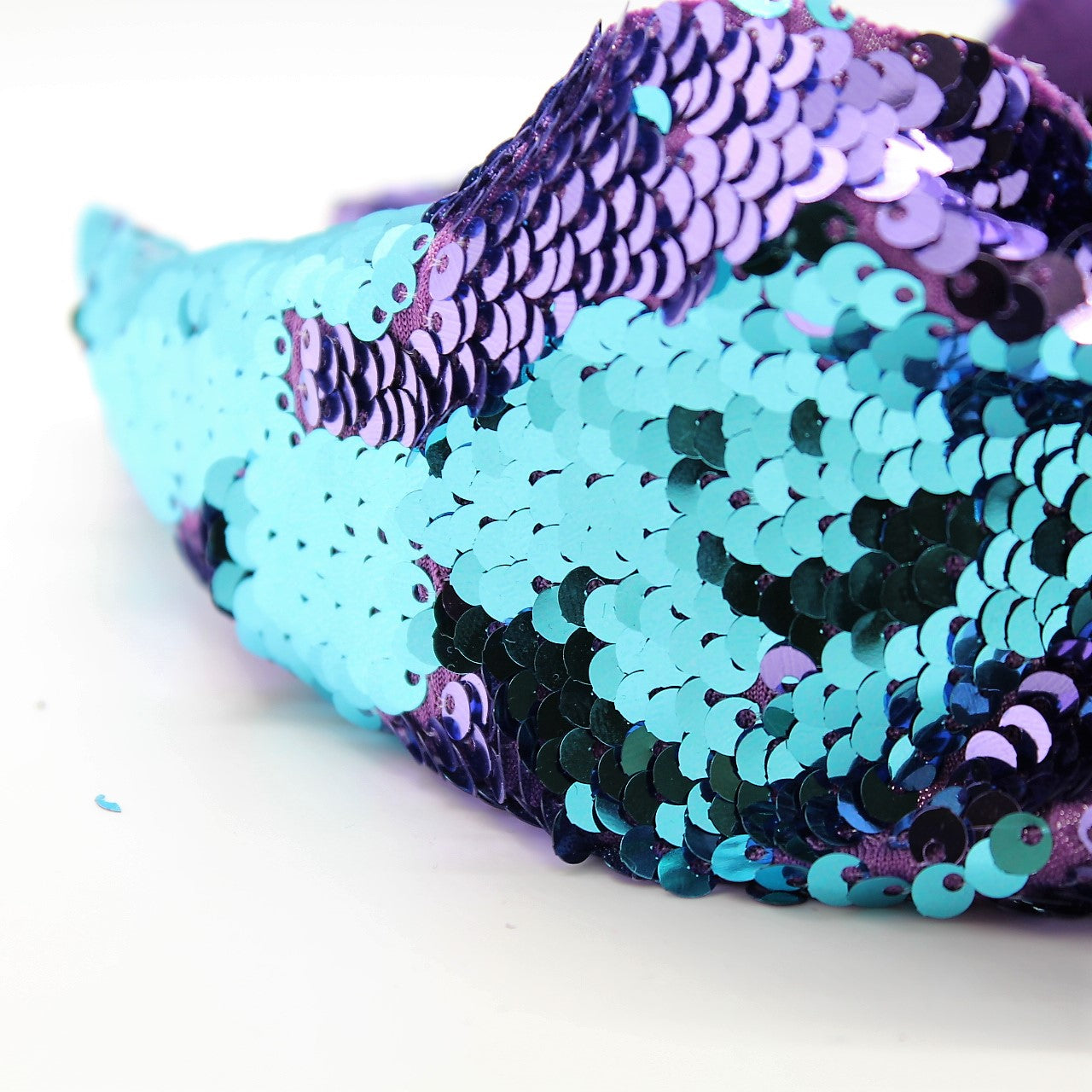 Sequin Mermaid Flip Up Purple and Cyan knotted headband