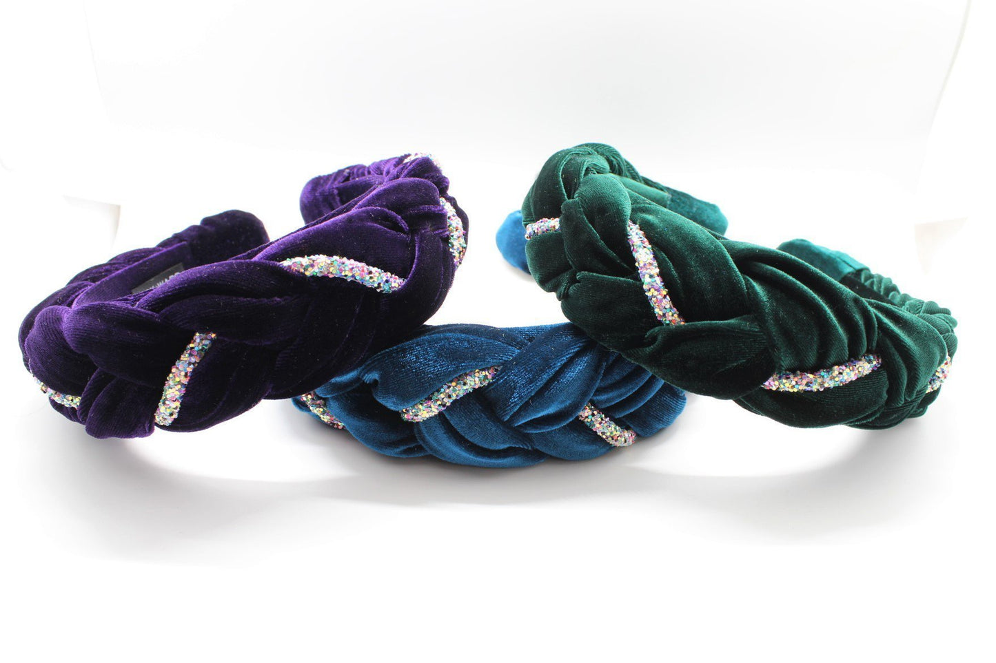 Pistachio Velvet and Rhinestones Headband