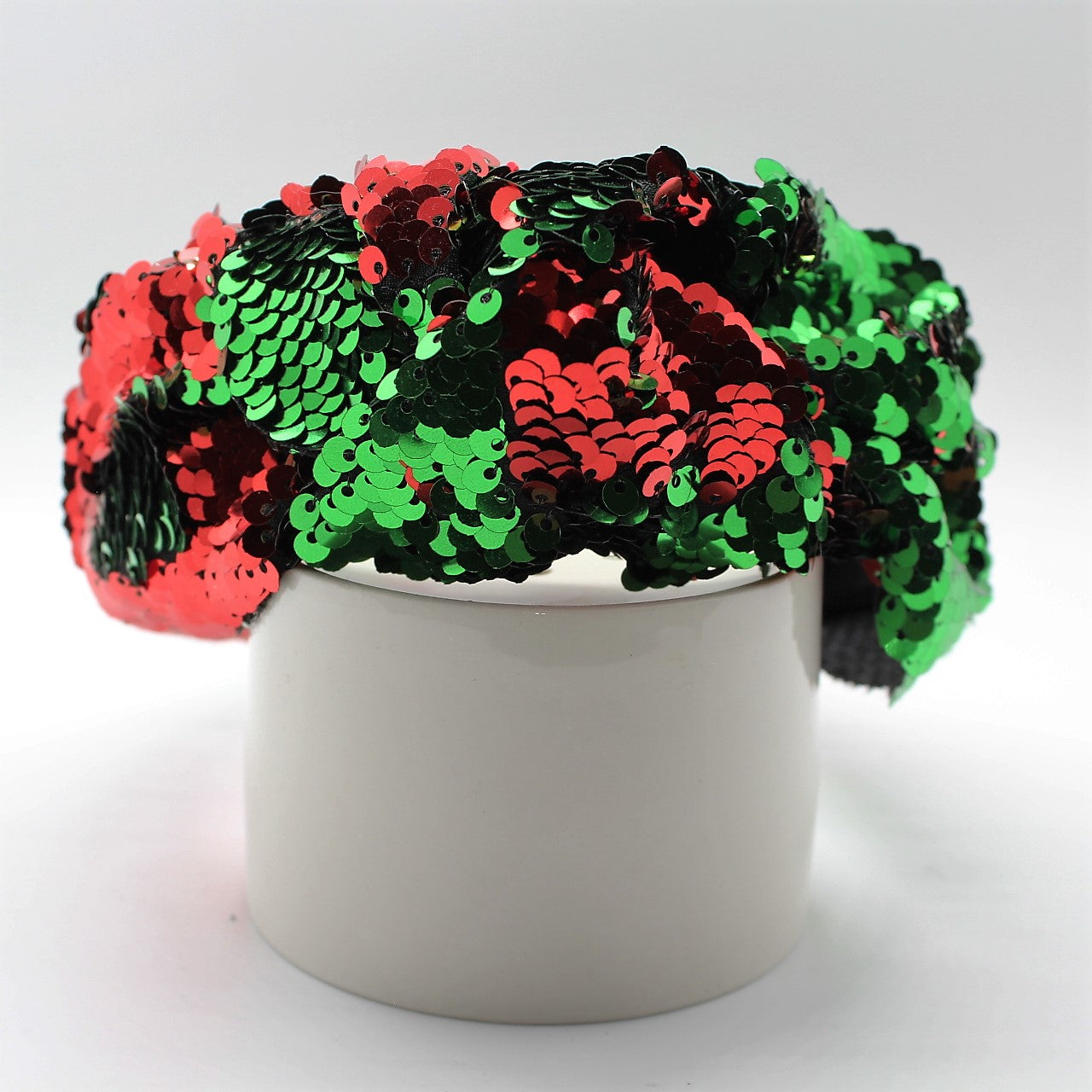 Sequin Mermaid Flip Up Green and Red knotted headband