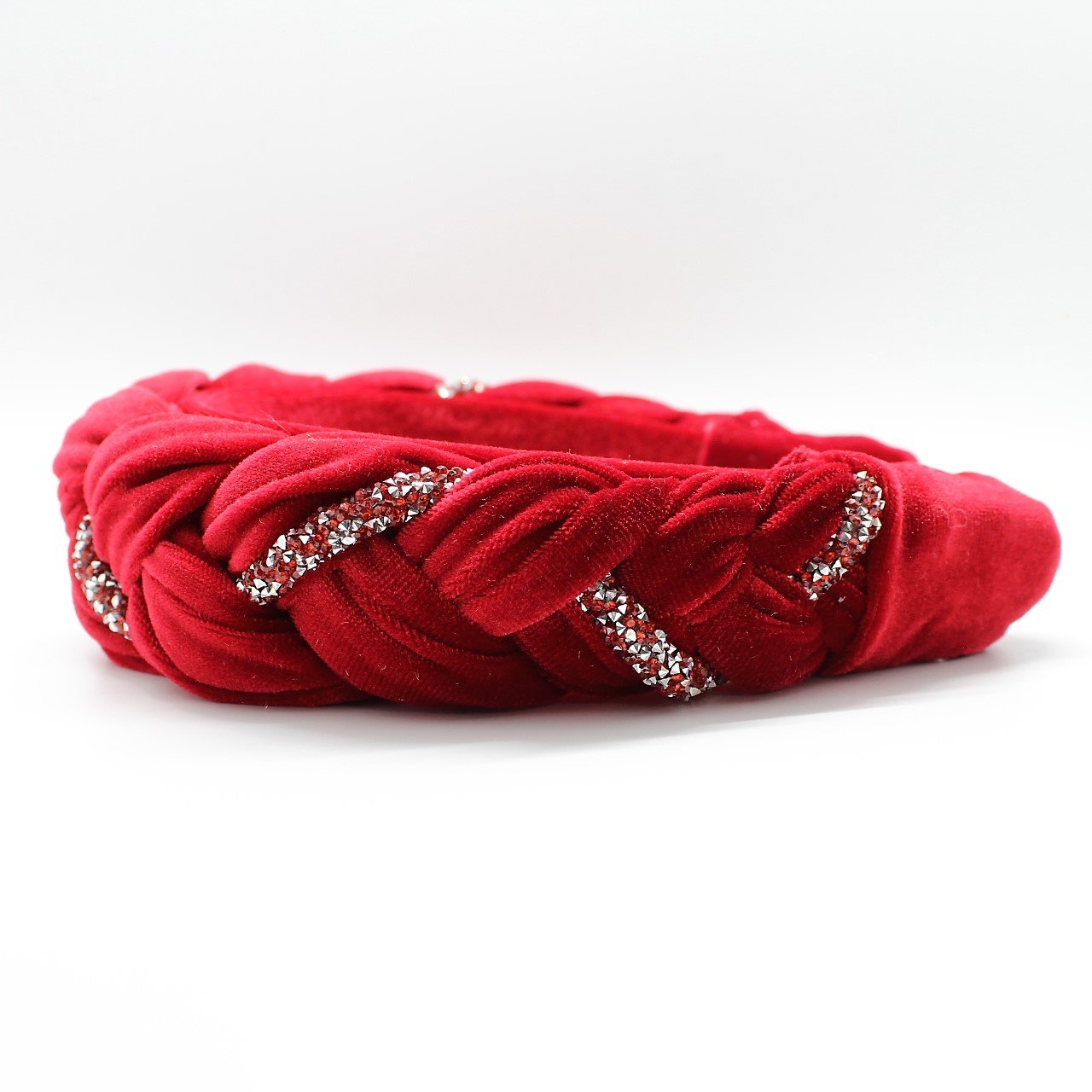 Red Velvet and Rhinestones Headband