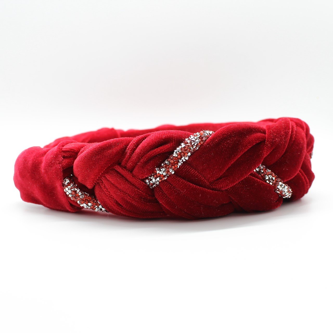 Red Velvet and Rhinestones Headband